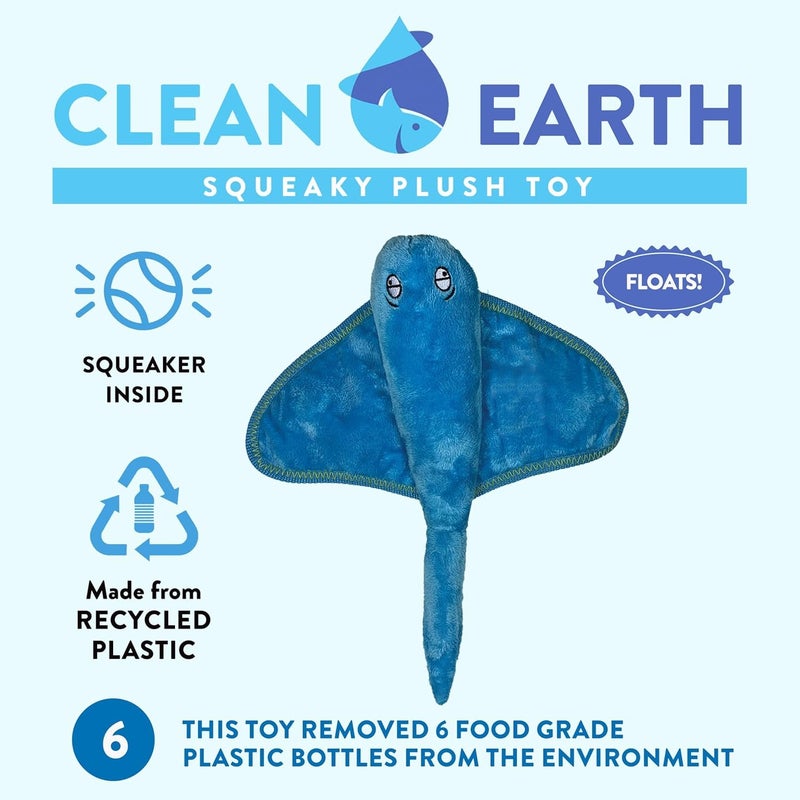 Spunky Pup Clean Earth Plush Stingray | Made from 100% Recycled Water Bottles | Large - Image 3